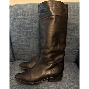 Vintage Vero Cuoio Italian Black Leather Shearling Lined Tall Boots Wo’s 36 US 6